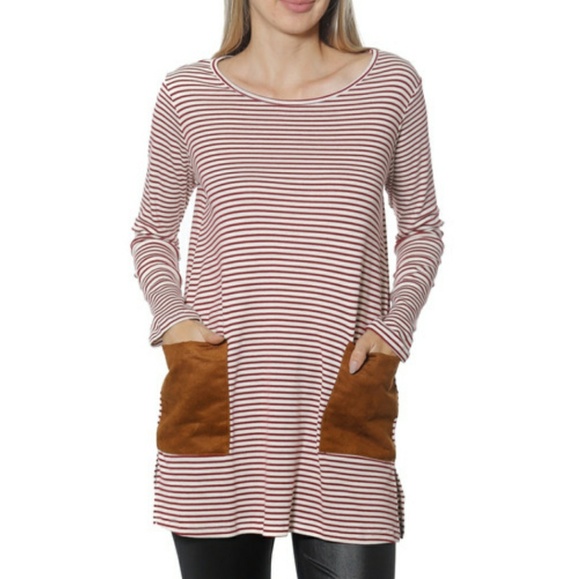 Tops - ❤ Wine Oatmeal Stripes w/ pockets❤
